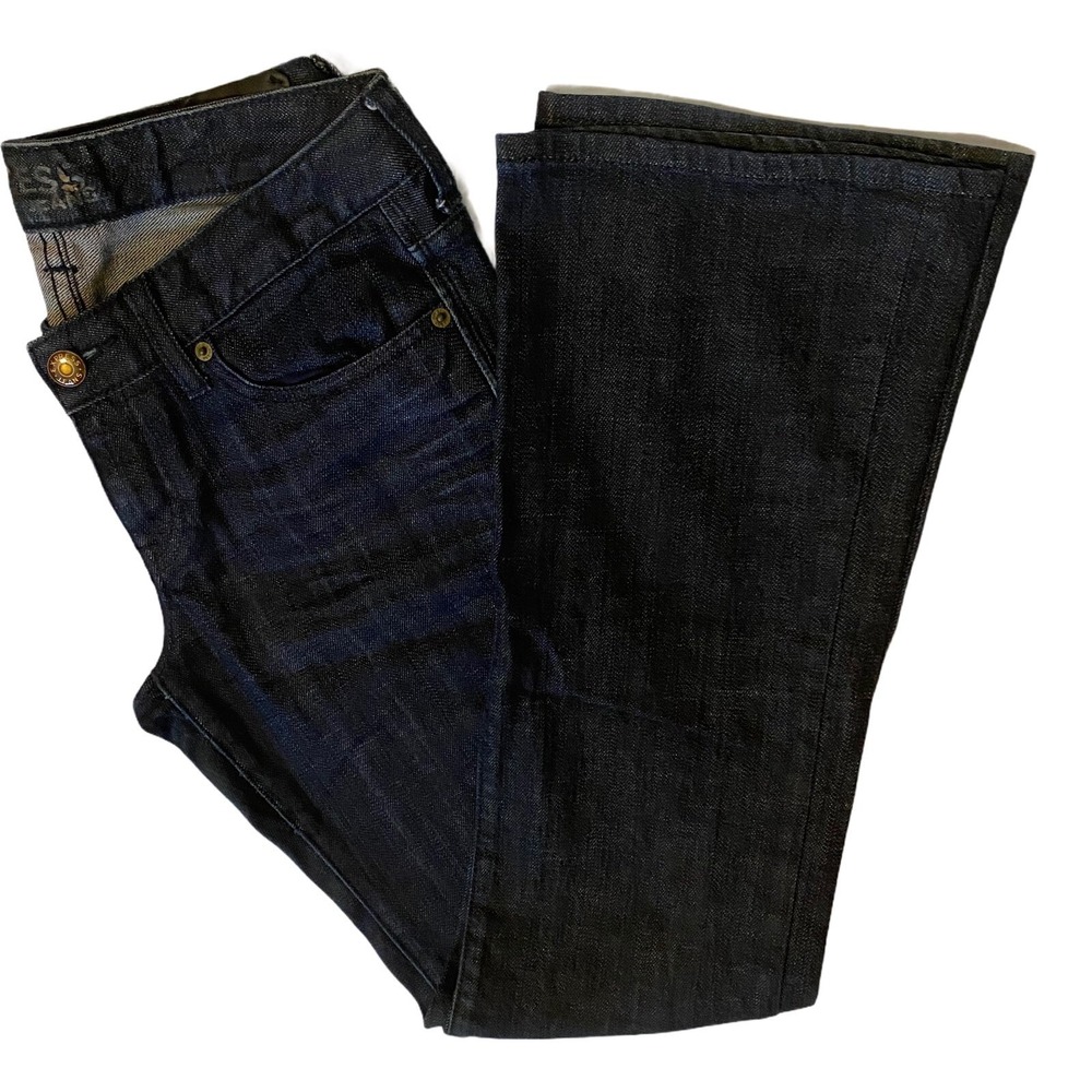 Express Jeans Women Size 6R Boot Cut Cotton Casual Dark Blue Denim - Picture 3 of 11